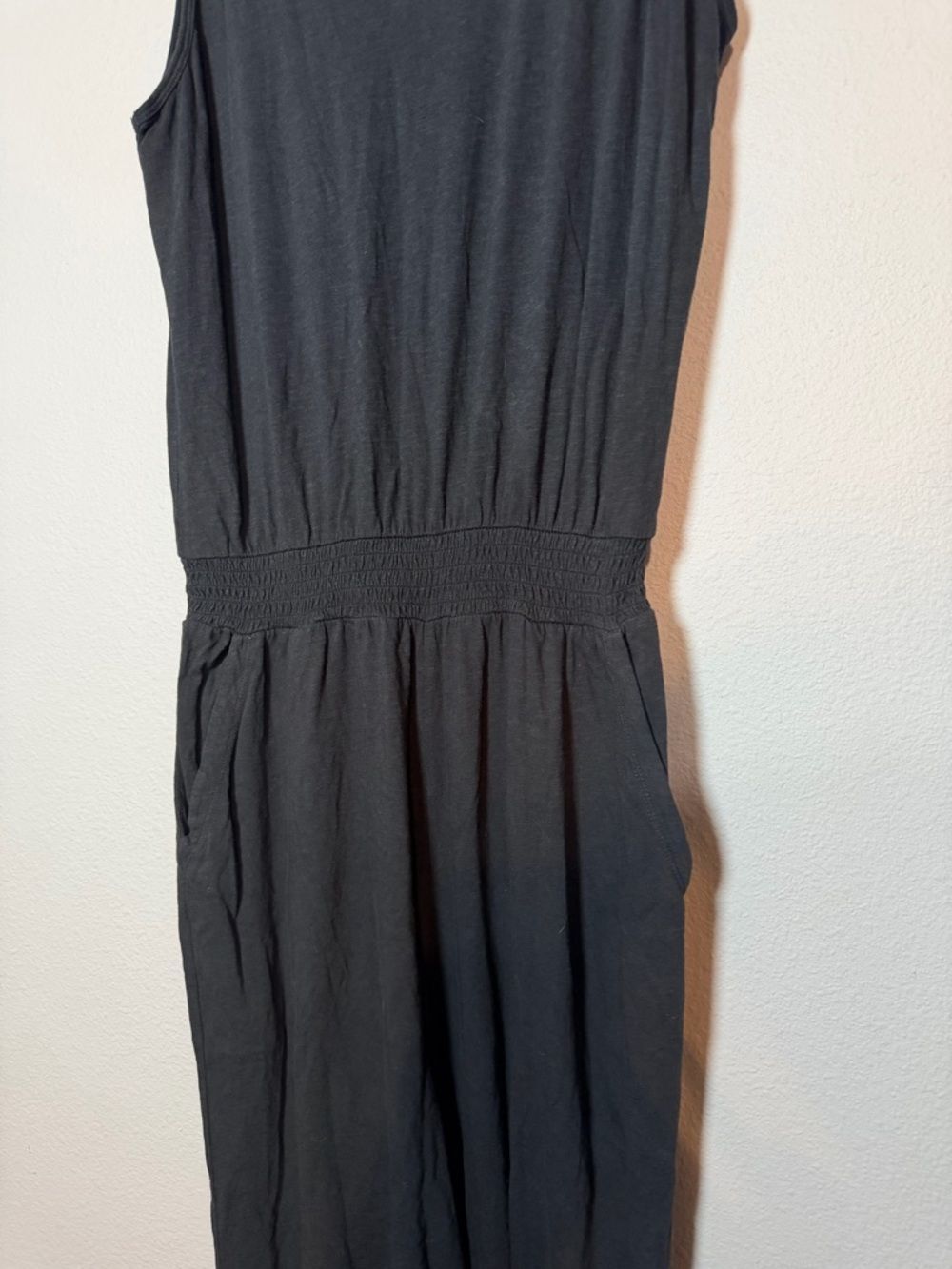 Aerie Sleeveless Comfy Jogger Jumpsuit Medium Strapless Black Pockets Cotton - Picture 6 of 11
